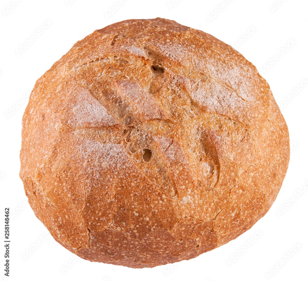 Wheat bread with crispy crust isolated on a white background Wheat bread with crispy crust isolated on a white background
