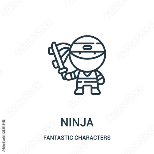 ninja icon vector from fantastic characters collection. Thin line ninja outline icon vector illustration.