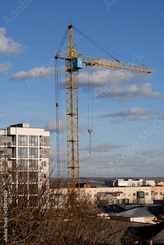 Tower crane on a residential building construction site