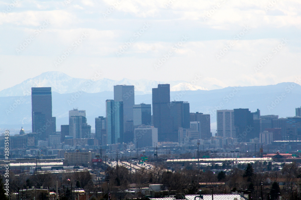 Denver , downtown, mountains, sky, clouds