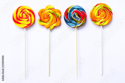 Set of colorful lollipops isolated on white background. © Hazal