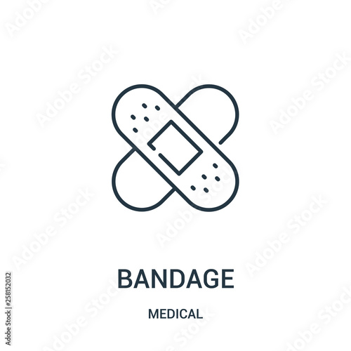 bandage icon vector from medical collection. Thin line bandage outline icon vector illustration.