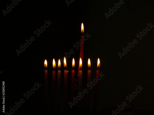 Chanukah candles on street corners