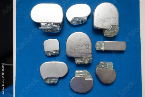 various explanted pacemakers and defibrillators and event recorders photo