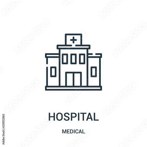 hospital icon vector from medical collection. Thin line hospital outline icon vector illustration.