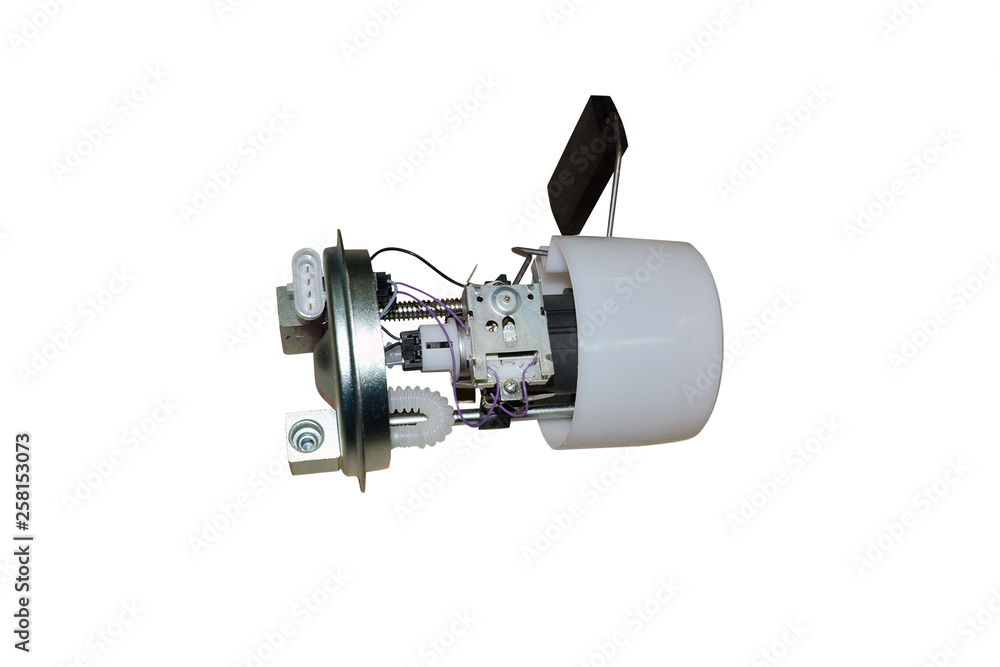 Fuel pump about the fuel level sensor in bank of the automobile isolated on white background Fuel pump about the fuel level sensor in bank of the automobile isolated on white background
