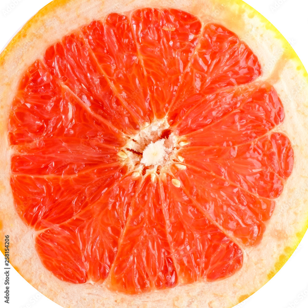 red fresh grapefruit macro close up shot