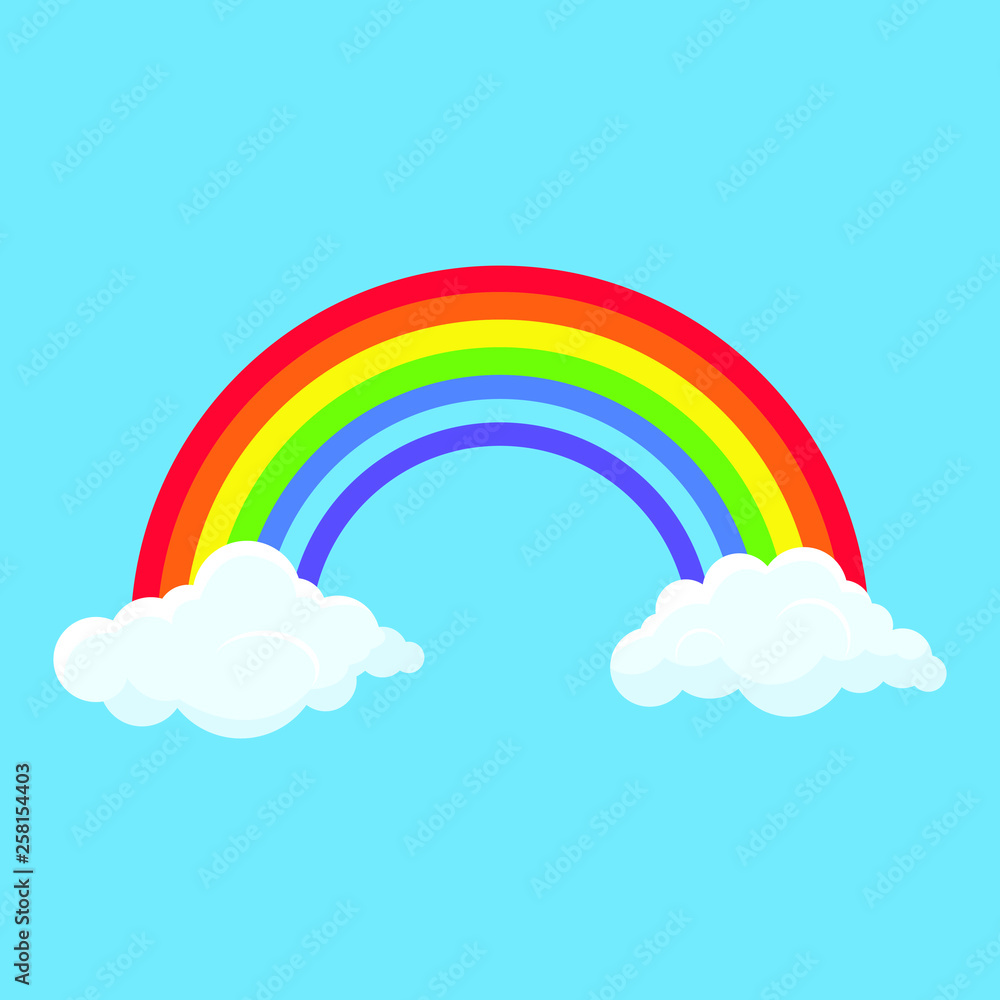 Rainbow in clouds vector design illustration isolated on blue background