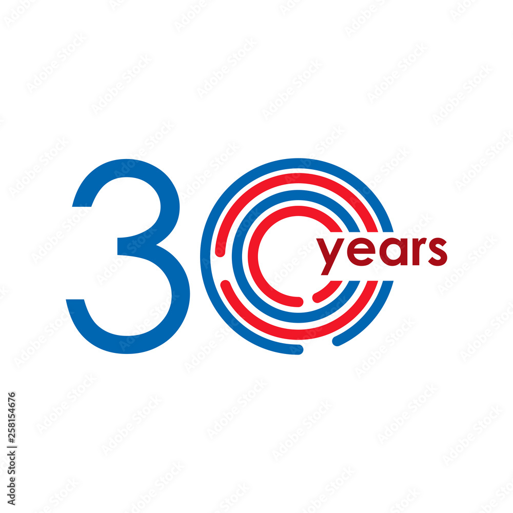 30 Year Anniversary Logo Vector Template Design Illustration