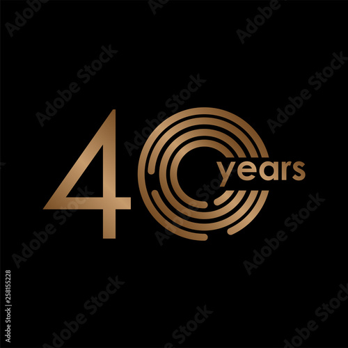 40 Year Anniversary Luxury Gold Black Logo Vector Template Design Illustration