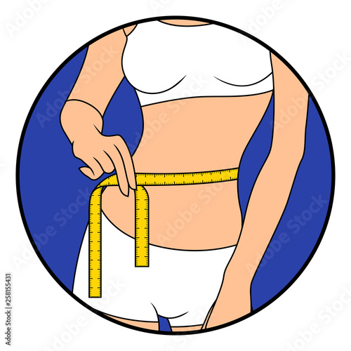 Woman measuring the size of her waist