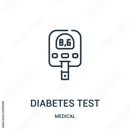 diabetes test icon vector from medical collection. Thin line diabetes test outline icon vector illustration.
