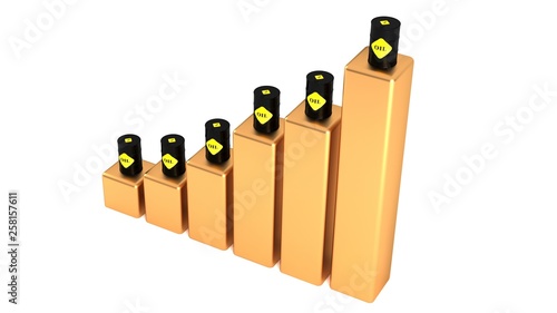 Rising prices of oil, diesel fuel. Oil prices are rising. 3D illustration. 39.