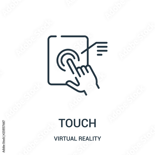 touch icon vector from virtual reality collection. Thin line touch outline icon vector illustration.