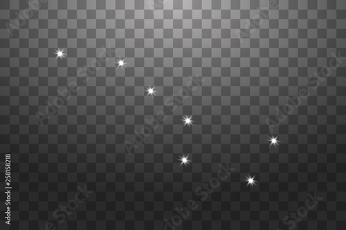 Big Dipper Zodiac Sign of the Beautiful Bright Stars on a transparent background. Vector Illustration