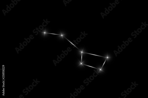 Big Dipper Zodiac Sign of the Beautiful Bright Stars on a black background. Vector Illustration