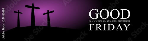 Good Friday, illustration of three cross on a dark background