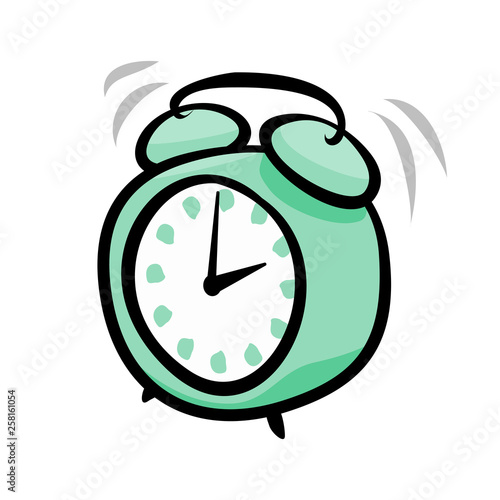 Hand drawn mint alarm clock vector illustration