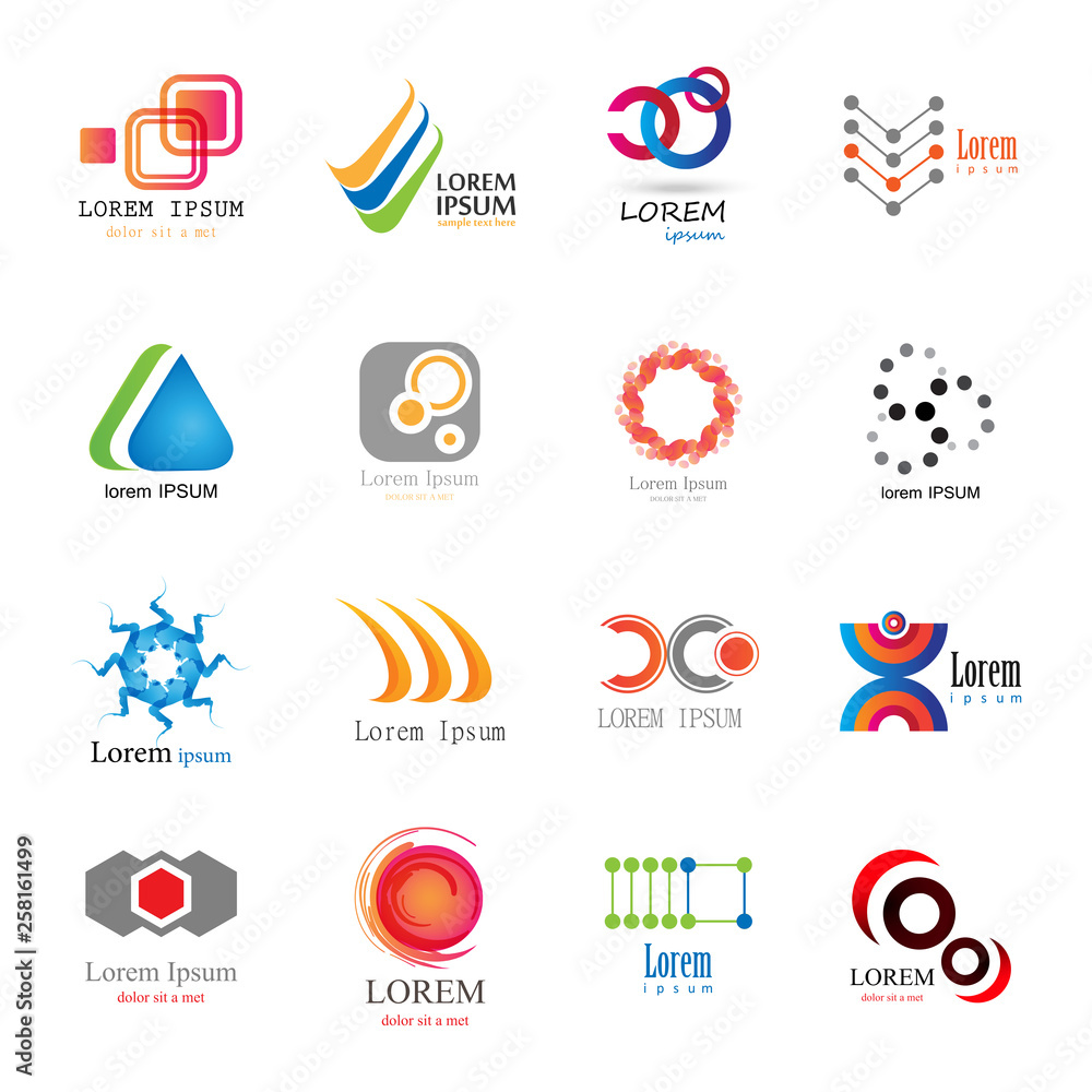 Abstract Logo Set - Isolated On White Background - Vector Illustration, Graphic Design. Collection Of Flat Icon, Logo Template, Business Sign And Science Symbol. Abstract Concept 