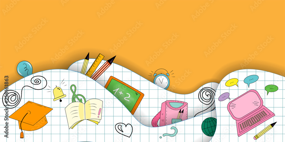 Back to school background Paper cut pages Art paper Back to school background Paper cut pages Art paper