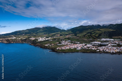 Fototapeta Naklejka Na Ścianę i Meble -  Aerial view of San Miguel island and coastline of Atlantica, Azores - Portugal.