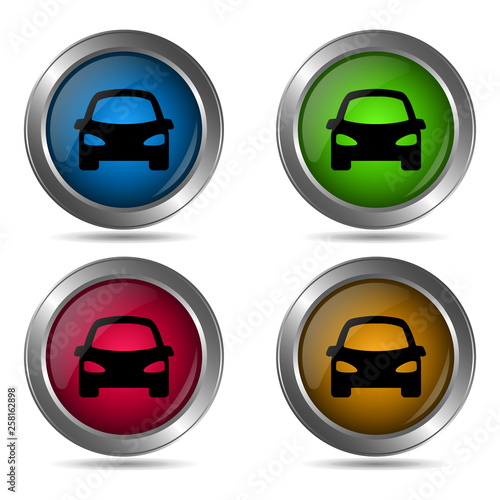 Car icon. Set of round color icons.