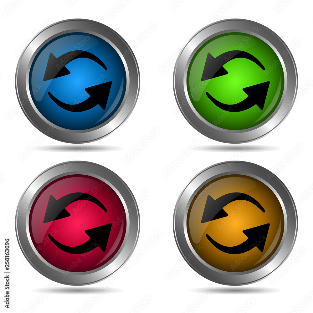 Recycle icon. Set of round color icons. Recycle icon. Set of round color icons.