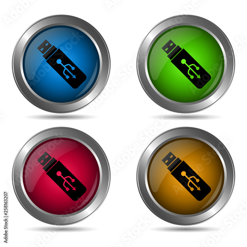 USB icon. Set of round color icons.