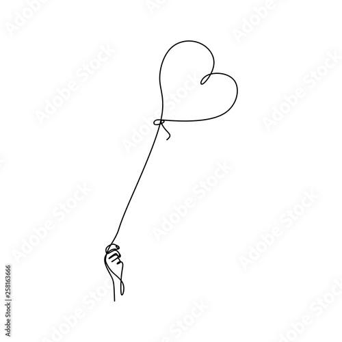 continuous line drawing of hands and love.