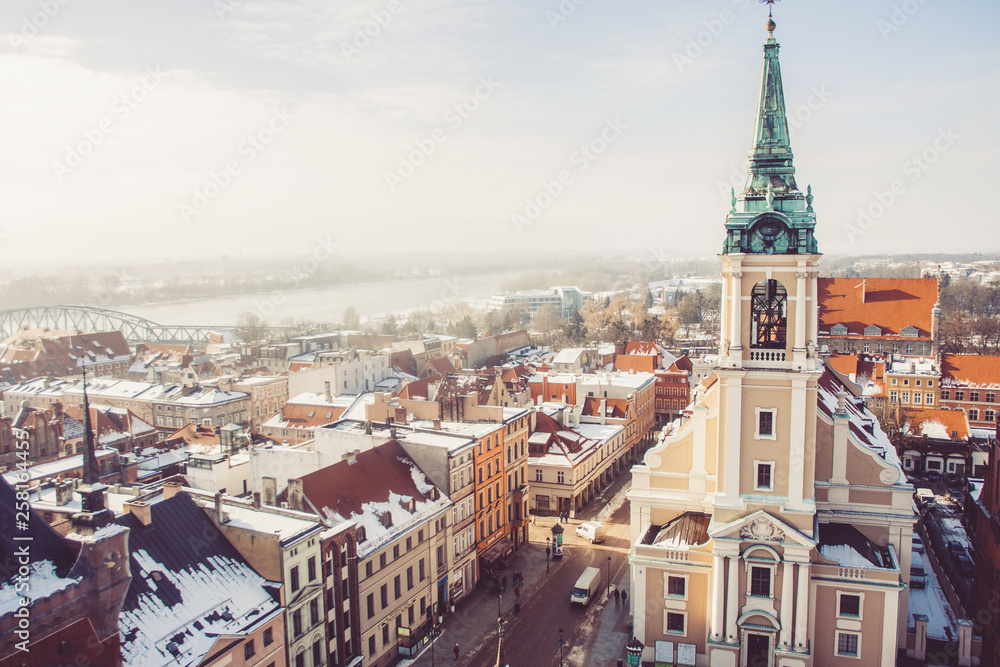 Top view of the old historical city of Torun, Poland