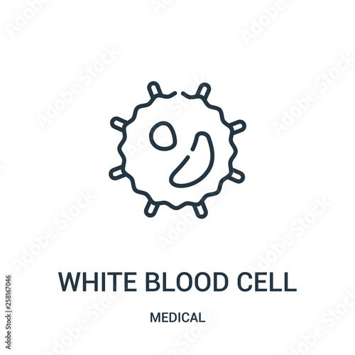 white blood cell icon vector from medical collection. Thin line white blood cell outline icon vector illustration.
