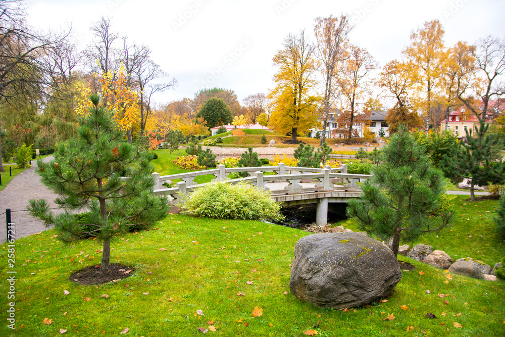 View of Japanese garden in Kadriorg park, Tallinn, Estonia