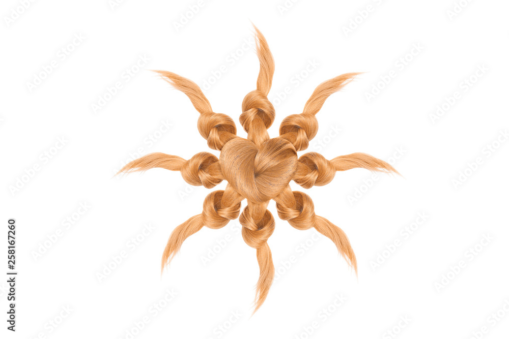 Sun made by blond hair knots and heart Sun made by blond hair knots and heart