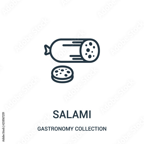 salami icon vector from gastronomy collection collection. Thin line salami outline icon vector illustration.