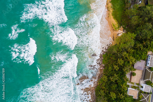 Wallpaper Mural Aerial view of seabeach with wave and green tree Torontodigital.ca