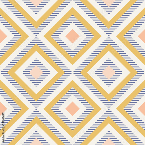 Abstract geometry in retro colors, diamond shapes geo pattern