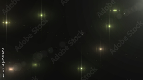 Abstract green, golden glitter particles background. Luxury premium product design template backdrop. Magic light radiance. Copy space.