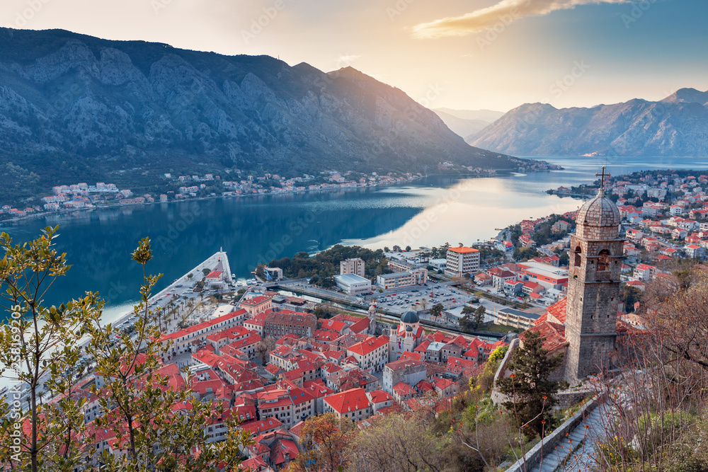 Amazing photo of Kotor Bay, old town and Venetian Fortress