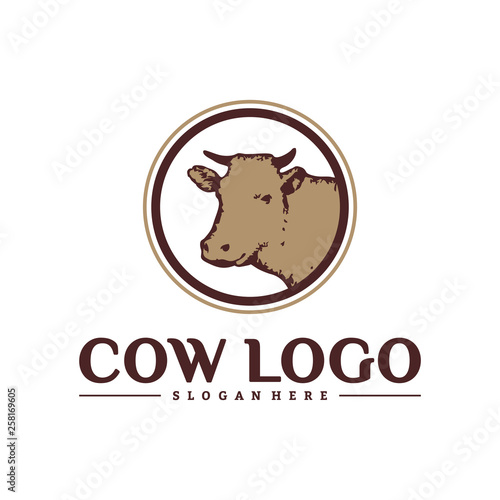 Cow Logo Design Concepts. Cow Farm Logo Template Vector. Icon Symbol
