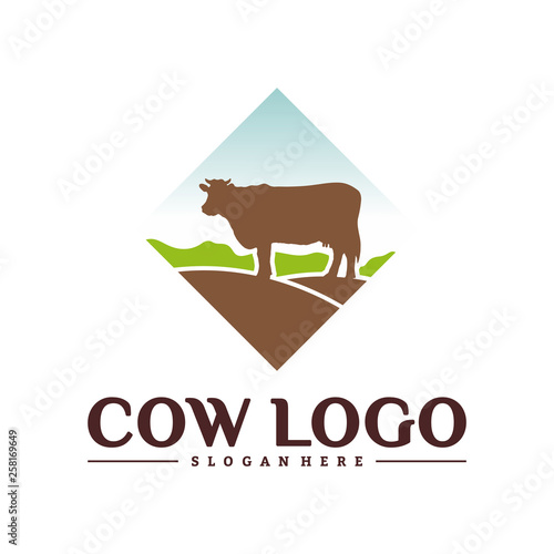 Cow Logo Design Concepts. Cow Farm Logo Template Vector. Icon Symbol