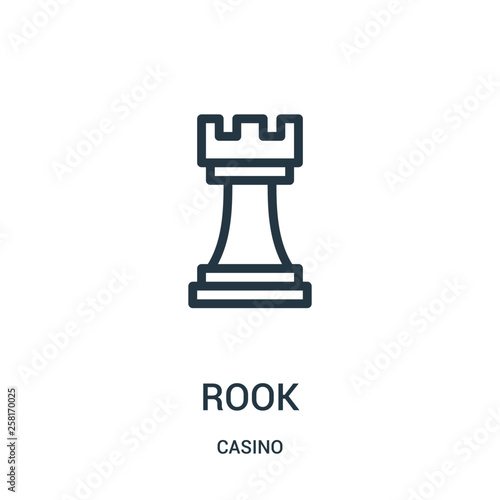 rook icon vector from casino collection. Thin line rook outline icon vector illustration.