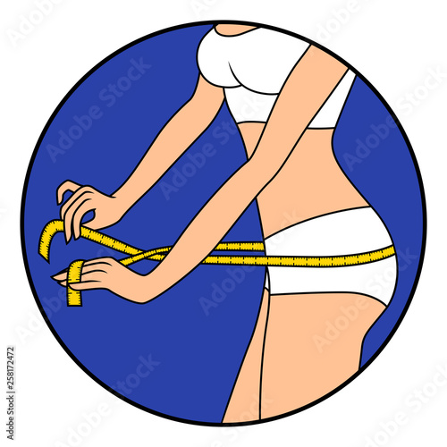 Woman measuring the size of her thigh