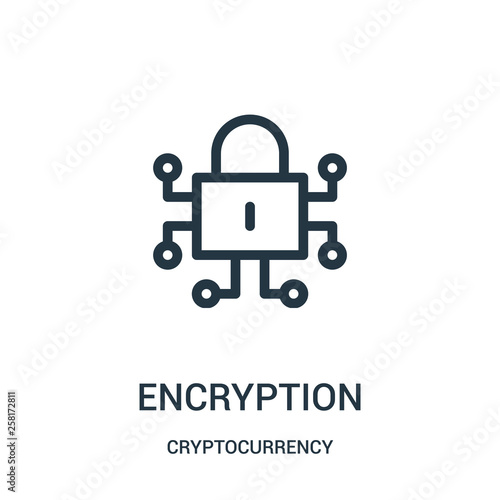 encryption icon vector from cryptocurrency collection. Thin line encryption outline icon vector illustration.
