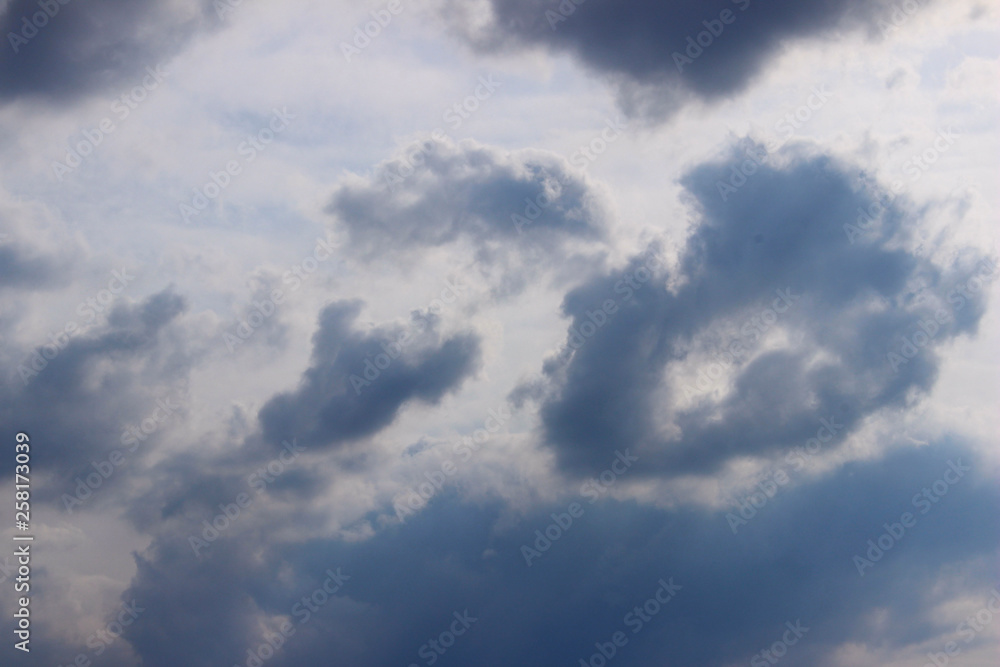 Beautiful Sky Background. Dramatic Sky, Copy Space For Text. Clouds On A Blue Sky.