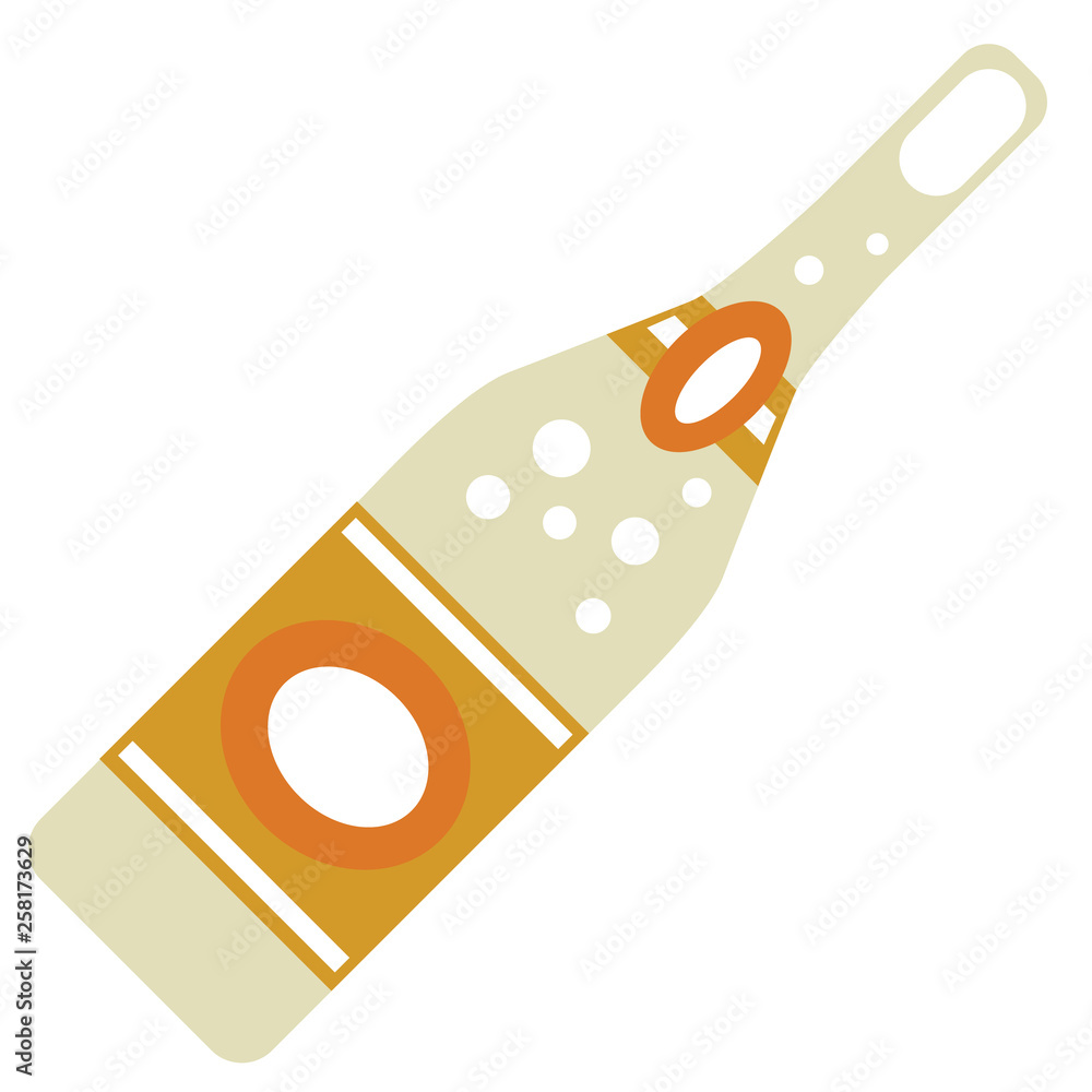 Bottle of fizzy vine flat illustration on white Bottle of fizzy vine flat illustration on white
