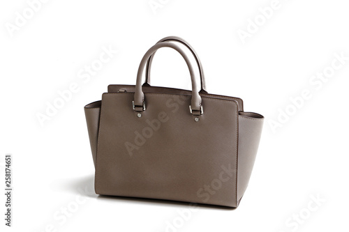 Luxury gray leather holding female fashion hand bag
