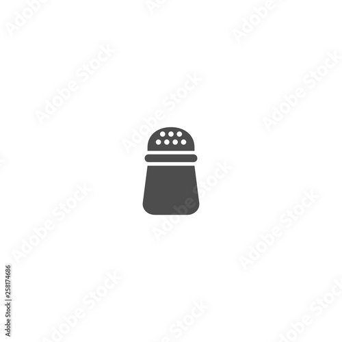 Table salt shaker black isolated vector icon. Saltcellar simple silhouette vector sign.