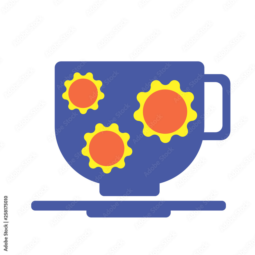 Blue cup flat illustration on white