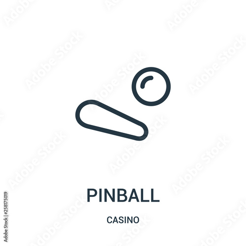 pinball icon vector from casino collection. Thin line pinball outline icon vector illustration.
