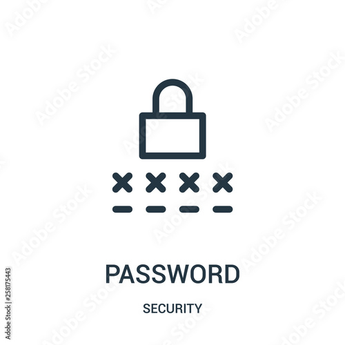 password icon vector from security collection. Thin line password outline icon vector illustration.